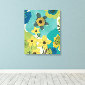 Decoratieve tuinbloemen canvas afdruk (Insitu (Houten vloer))