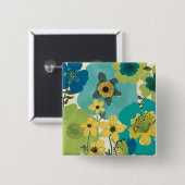 Decoratieve tuinbloemen vierkante button 5,1 cm (Voorkant /achterkant)