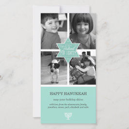 Decoratieve Typografie Aqua Star van David Hanukka Feestdagenkaart