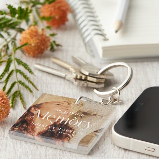 Decoratieve typografie foto condoleance sleutelhanger (Voorkant Rechts)