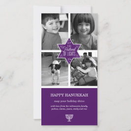 Decoratieve Typografie Paarse Star Hanukkah Feestdagenkaart
