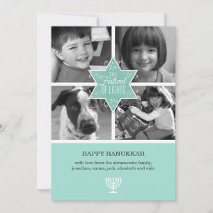 Decoratieve Typografie Ster van David Hanukkah Car Feestdagenkaart