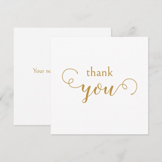 Decoratieve Typografische Gouden Dank u Kaart (Voorkant / Achterkant)
