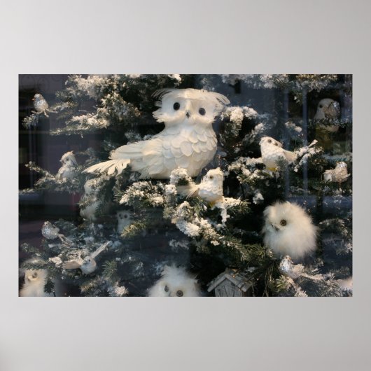 Decoratieve uil op kerstboom poster (Voorkant)