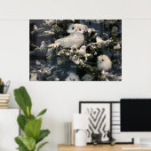 Decoratieve uil op kerstboom poster (Thuiskantoor)