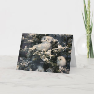 Decoratieve uil op Kerstmisboom Feestdagen Kaart