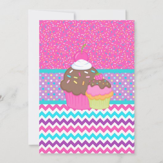 Decoratieve uitnodiging voor Cupcake Party (Achterkant)