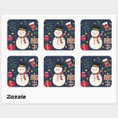 Decoratieve Vakantie Sneeuwman Vierkante Sticker (Vel)