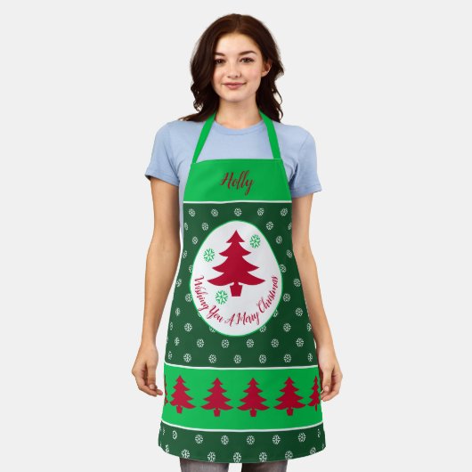 Decoratieve vakantie thema all-over print Schort (Gedragen)