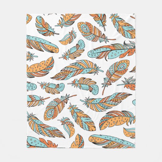 Decoratieve veren: met de hand getekende kunst fleece deken (Voorkant)
