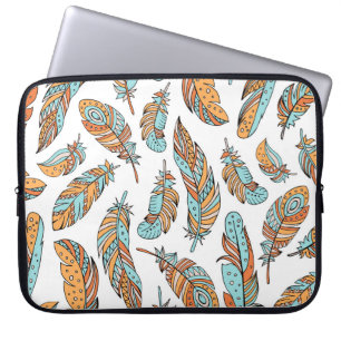 Decoratieve veren: met de hand getekende kunst laptop sleeve