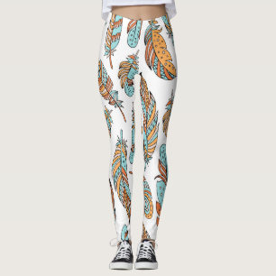 Decoratieve veren: met de hand getekende kunst leggings