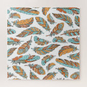 Decoratieve veren: met de hand getekende kunst legpuzzel (Horizontaal)