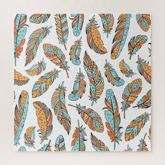 Decoratieve veren: met de hand getekende kunst legpuzzel (Verticaal)