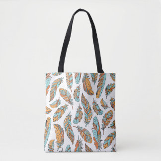 Decoratieve veren: met de hand getekende kunst tote bag