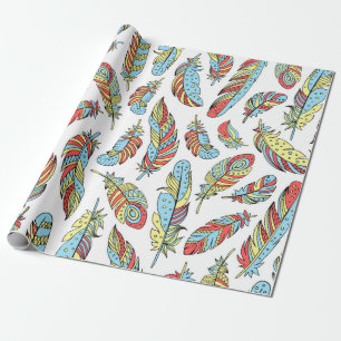 Decoratieve veren naadloos patroon. Handtekening v Cadeaupapier