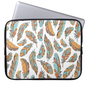 Decoratieve veren naadloos patroon. Handtekening v Laptop Sleeve