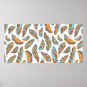 Decoratieve veren naadloos patroon. Handtekening v Poster (Voorkant)