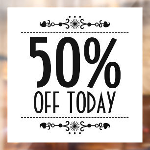 Decoratieve verkoopkorting raamsticker