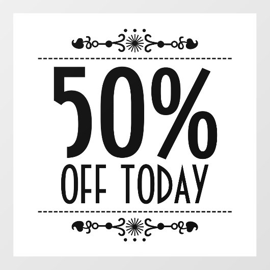 Decoratieve verkoopkorting raamsticker (Vel)