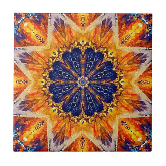 Decoratieve vlam- en zeemijl tegeltje (Voorkant)