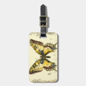 Decoratieve vlinder met wilde bloemen bagagelabel (Voorkant verticaal)