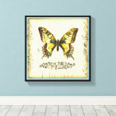 Decoratieve vlinder met wilde bloemen canvas afdruk (Insitu (Houten vloer))