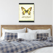 Decoratieve vlinder met wilde bloemen canvas afdruk (Insitu (Slaapkamer))