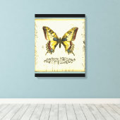 Decoratieve vlinder met wilde bloemen canvas afdruk (Insitu (Houten vloer))