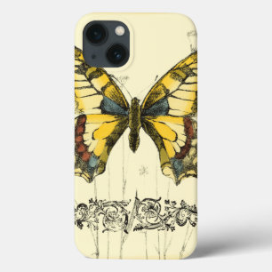 Decoratieve vlinder met wilde bloemen iPhone 13 hoesje