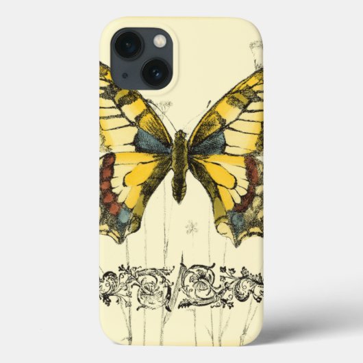Decoratieve vlinder met wilde bloemen Case-Mate iPhone case (Achterkant)