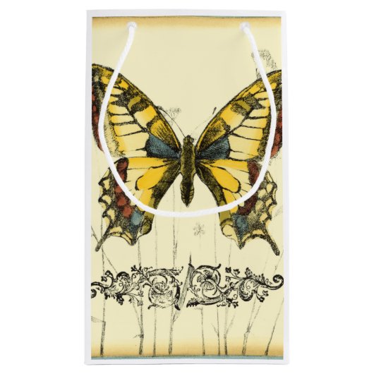 Decoratieve vlinder met wilde bloemen klein cadeauzakje (Achterkant)