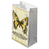 Decoratieve vlinder met wilde bloemen klein cadeauzakje (Achterkant Gekanteld)