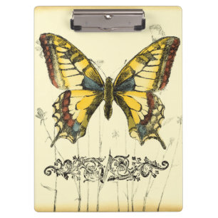 Decoratieve vlinder met wilde bloemen klembord