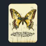 Decoratieve vlinder met wilde bloemen magneet<br><div class="desc">Een heldere,  decoratieve vlinder is het onderwerp van dit stuk van Jennifer Goldberger. Wilde bloemen worden getrokken aan de zijkanten en onder de enorme vlinder. Een mooie pastelgrens voltooit de scène. Bestel vandaag uw afdruk!</div>