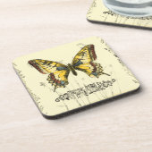 Decoratieve vlinder met wilde bloemen onderzetter (Linkerzijde)