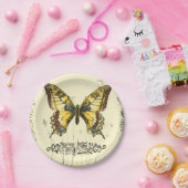 Decoratieve vlinder met wilde bloemen papieren bordje (Feest)