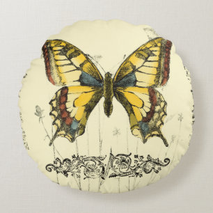 Decoratieve vlinder met wilde bloemen rond kussen