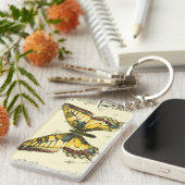 Decoratieve vlinder met wilde bloemen sleutelhanger (Voorkant Rechts)