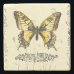 Decoratieve vlinder met wilde bloemen stenen onderzetter<br><div class="desc">Een heldere,  decoratieve vlinder is het onderwerp van dit stuk van Jennifer Goldberger. Wilde bloemen worden getrokken aan de zijkanten en onder de enorme vlinder. Een mooie pastelgrens voltooit de scène. Bestel vandaag uw afdruk!</div>