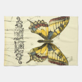 Decoratieve vlinder met wilde bloemen theedoek (Horizontaal)