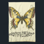 Decoratieve vlinder met wilde bloemen theedoek<br><div class="desc">Een heldere,  decoratieve vlinder is het onderwerp van dit stuk van Jennifer Goldberger. Wilde bloemen worden getrokken aan de zijkanten en onder de enorme vlinder. Een mooie pastelgrens voltooit de scène. Bestel vandaag uw afdruk!</div>