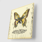 Decoratieve vlinder met wilde bloemen vierkante klok (Hoek)