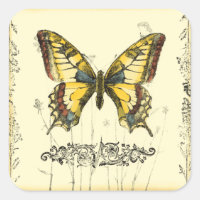Decoratieve vlinder met wilde bloemen