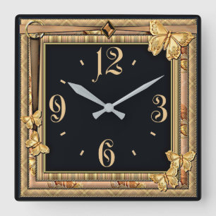 Decoratieve vlinder vierkante klok