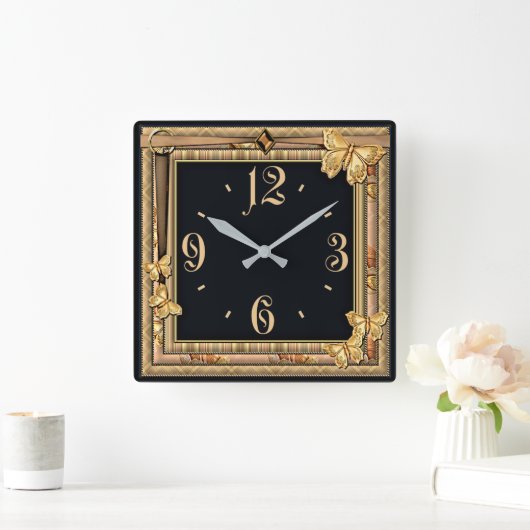 Decoratieve vlinder vierkante klok (Huis)