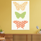 Decoratieve vlinderpatronen op de achtergrond van  canvas afdruk (Insitu (Woonkamer))