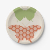 Decoratieve vlinderpatronen op de achtergrond van papieren bordje (Voorkant)