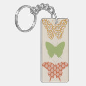 Decoratieve vlinderpatronen op de achtergrond van  sleutelhanger (Voorkant Links)