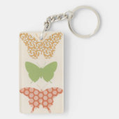 Decoratieve vlinderpatronen op de achtergrond van  sleutelhanger (achterkant)